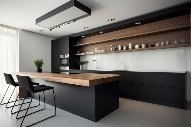 Progettazione degli interni della cucina minimalista