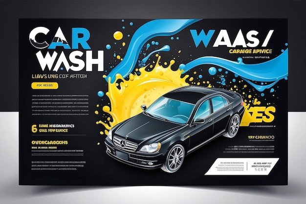 Progettazione del layout vettoriale per il servizio di lavaggio auto Adattarsi al poster flyer o banner di dimensioni A4