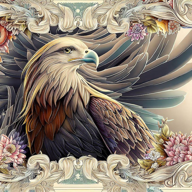 Progettazione del logo 3D di Phoenix con illustrazione di uccello aquila