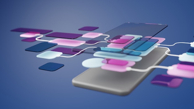 Progettazione del prototipo di sviluppo dell'applicazione del diagramma di flusso dell'interfaccia utente UX. Concetto di esperienza utente.