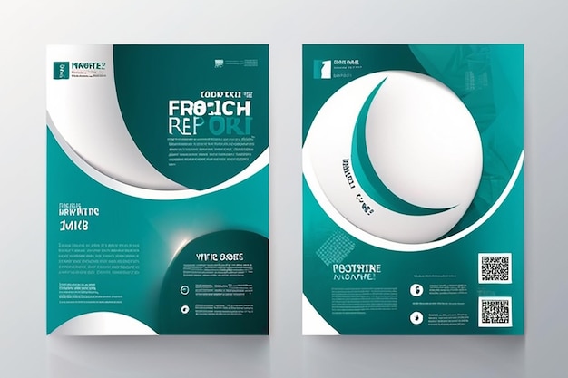 Progettazione del volantino Rapporto aziendale aziendale copertina brochure o design del volantino Presentazione del volantino Volantino teal con sfondo a forme rotonde a cerchio astratto