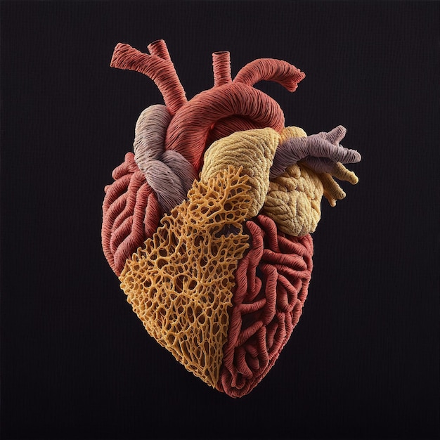 Progettazione dell'illustrazione del cuore umano nella progettazione di arte digitale 3d
