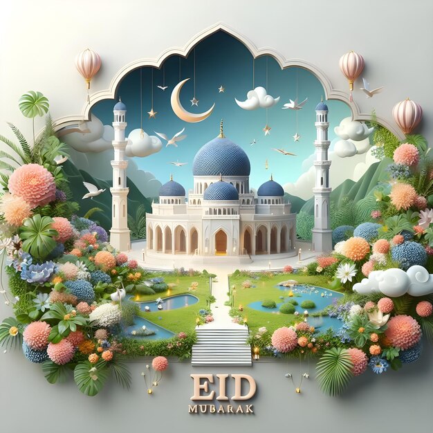Progettazione della carta di auguri di Eid Mubarak
