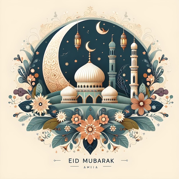 Progettazione della carta di auguri di Eid Mubarak
