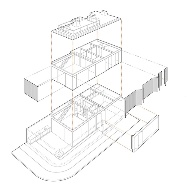 Progettazione della casa axonometrica esplosa