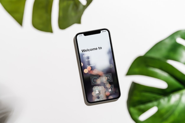 Progettazione dello schermo dello smartphone, accesso all&#39;applicazione, login, concetti moderni.