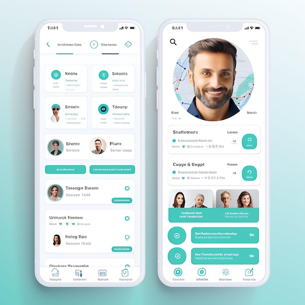 Progettazione di app mobili di telemedicina sanitaria Design di app pulito e professionale Layout creativo