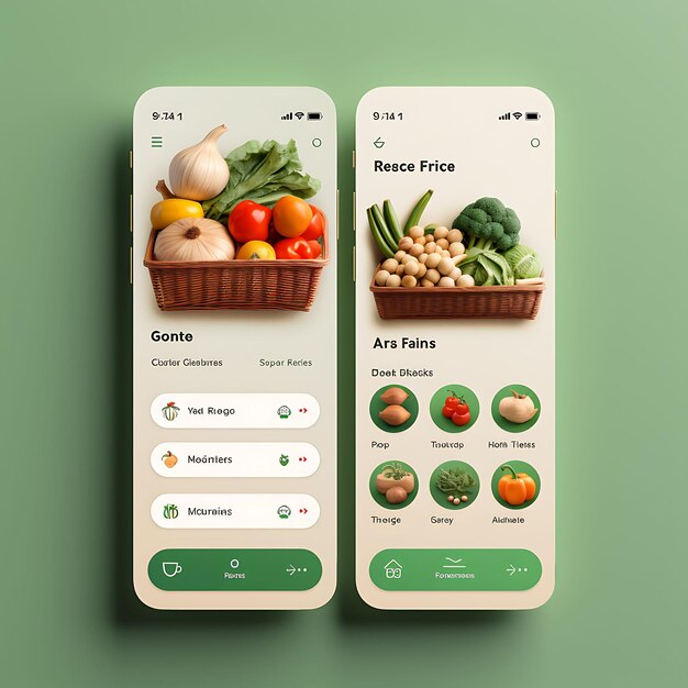 Progettazione di app mobili per il servizio di consegna Progettazione di app per la consegna di generi alimentari Layout creativo fresco e vibrante