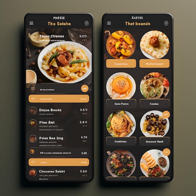 Progettazione di app mobili per la condivisione di ricette di alimenti e bevande Design di app per la condivisione di ricette Layout creativo moderno ed elegante