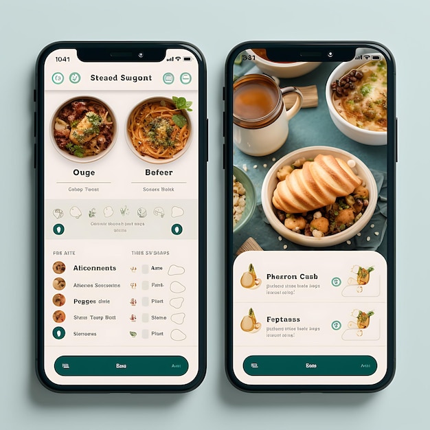 Progettazione di app mobili per la condivisione di ricette di alimenti e bevande Design di app per la condivisione di ricette Layout creativo moderno ed elegante