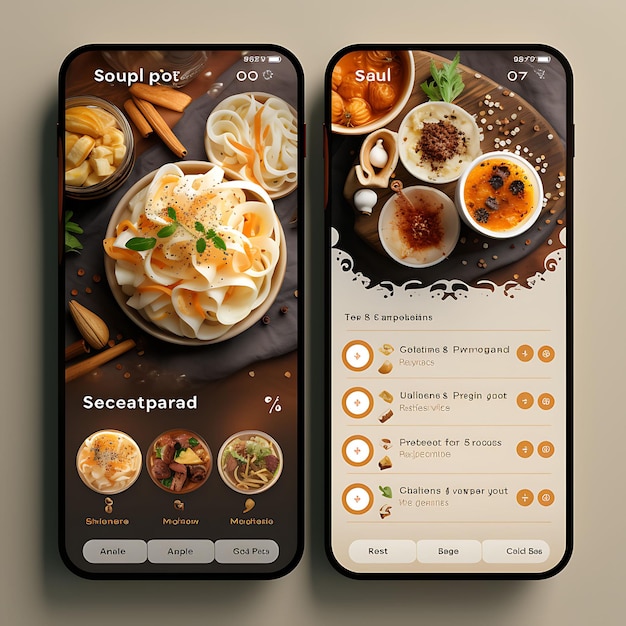 Progettazione di app mobili per la condivisione di ricette di cibi e bevande Design di app layout vivace e creativo