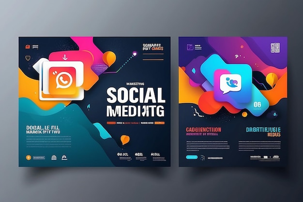 Progettazione di banner di marketing digitale per Social Media Post Template Presentazione dell'agenzia di marketing digitale Square Flyer Template