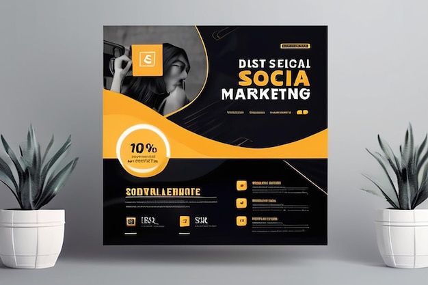 Progettazione di banner di marketing digitale per Social Media Post Template Presentazione dell'agenzia di marketing digitale Square Flyer Template