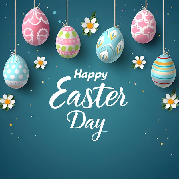 Progettazione di biglietti di auguri di Pasqua con effetto di testo a tema felice sfondo di Pasqua