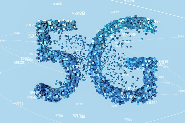 Progettazione di caratteri 5G rendering 3d