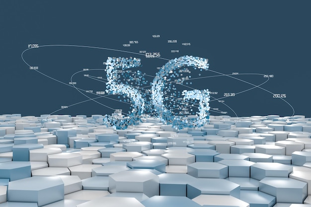 Progettazione di caratteri 5G rendering 3d