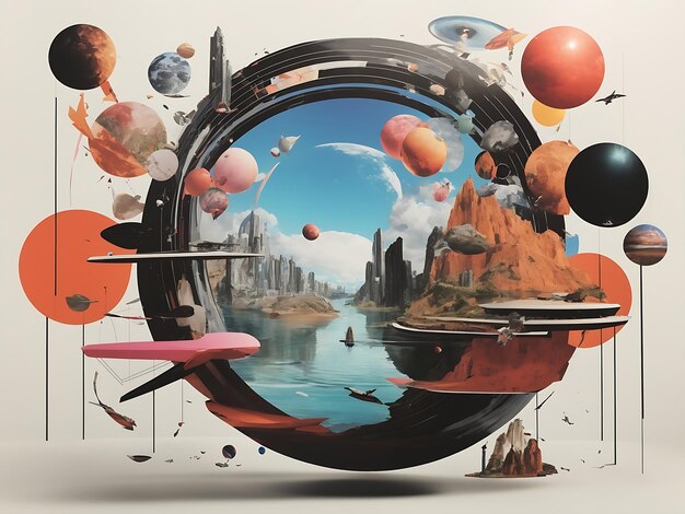 Progettazione di collage di concetto Metaverse