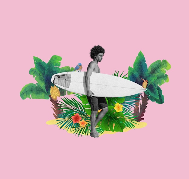 Progettazione di collage di paesaggi tropicali