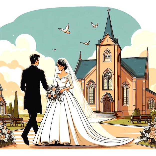 Progettazione di illustrazioni per il matrimonio