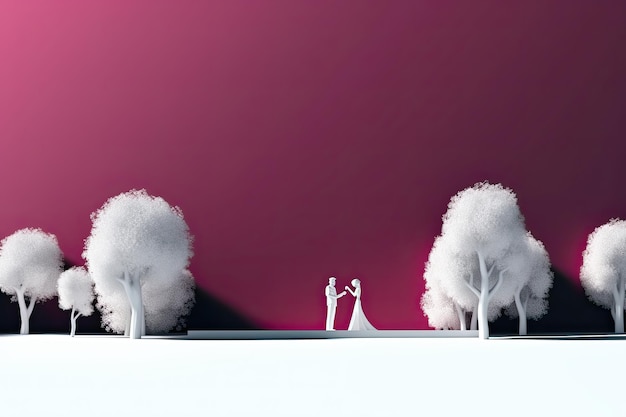 Progettazione di inviti per matrimoni ed eventi Carattere stilizzato della sposa e dello sposo Tonalità romantiche e pastello Invito matrimonio cerimonia di matrimonio AI generativo