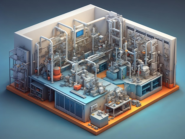 Progettazione di laboratori 3D isometrici per la ricerca chimica e biologica Creazione sicura ed efficiente