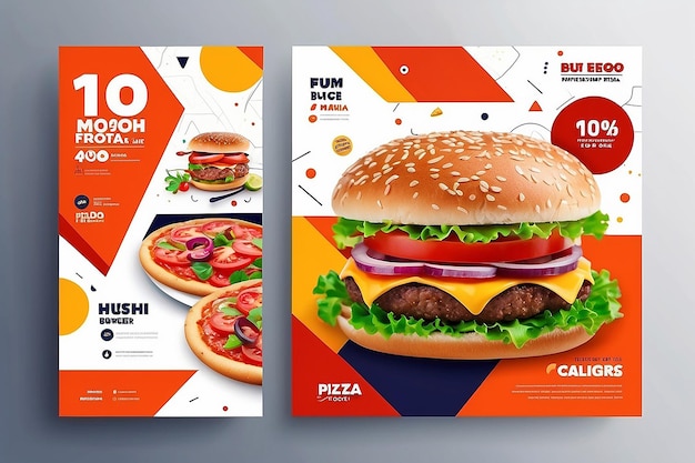 Progettazione di modelli di post o banner sui social media per il marketing di fast food