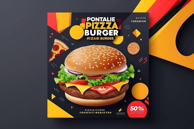 Progettazione di modelli di post o banner sui social media per il marketing di fast food