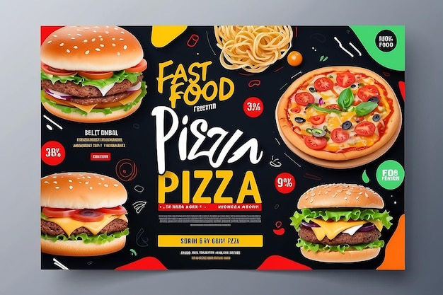 Progettazione di modelli di post sui social media o di banner web per l'attività di fast food