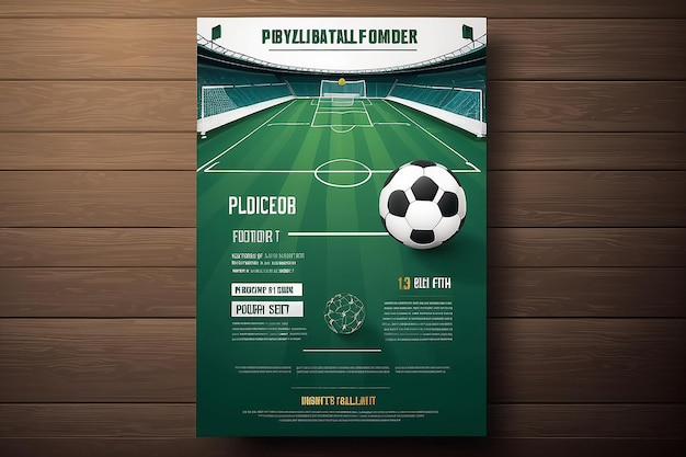 Progettazione di poster di volantini di calcio, inviti sportivi, vettori, modelli modificabili