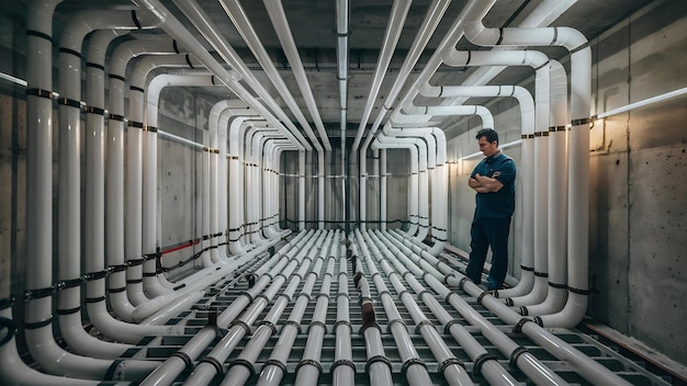 Progettazione di tubi per il sistema di irrigazione in un condominio sotterraneo