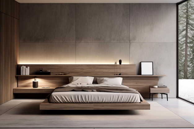 Progettazione interiore minimalista della camera da letto