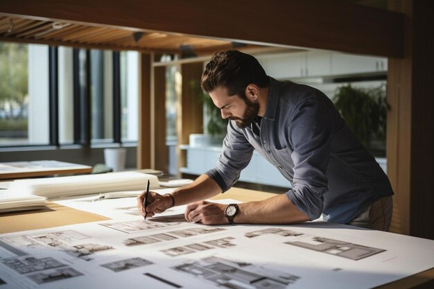 Progettista al lavoro in ufficio