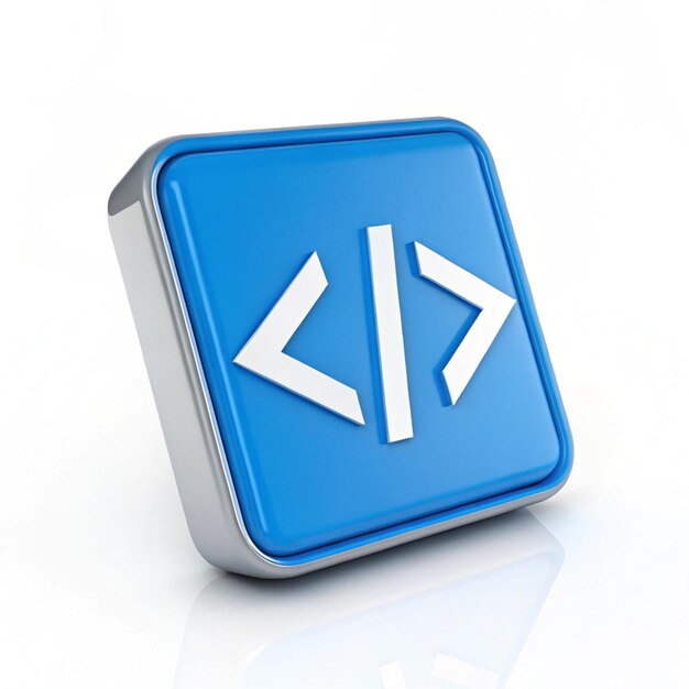 Programmazione CSS codifica icona blu 3D isolata su sfondo trasparente