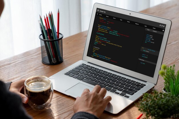 Programmazione dello sviluppo di software sullo schermo del computer per applicazioni di moda