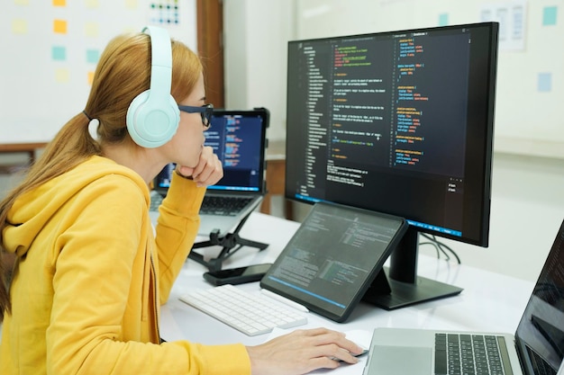 programmer is coding and programming software