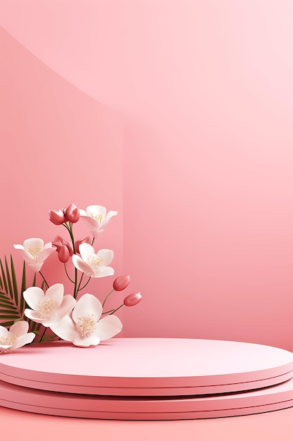 promozione del podio rosa con un fiore