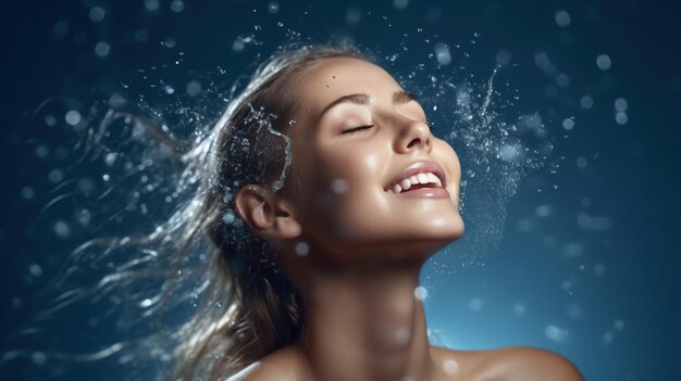 promozione della cura della pelle campagna di cura della pelle del collo cura della pelle mesoterapia macro viso donna doccia viso acqua