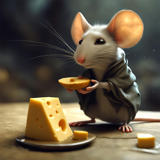 Promtstrybk cartone animato Fai il mio piccolo topo con un pezzo di formaggio in mano anatomia corretta