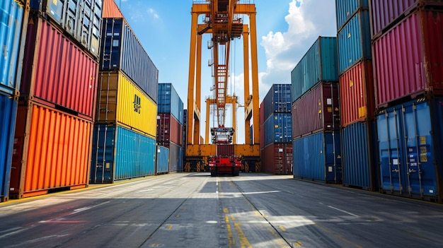 Pronti a spedire container e gru per il mercato logistico globale