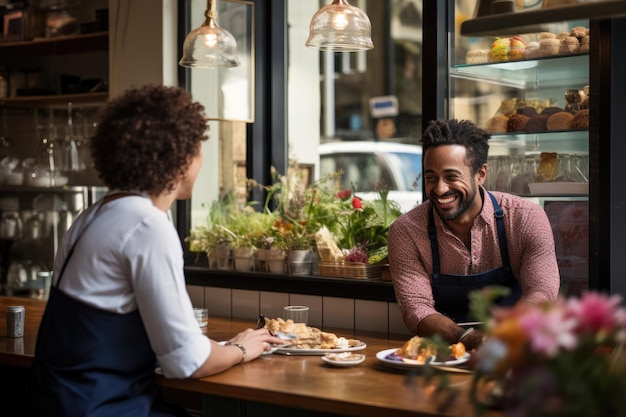 Proprietario di un ristorante con un bar per i clienti