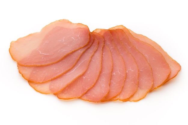 Prosciutto affettato su bianco