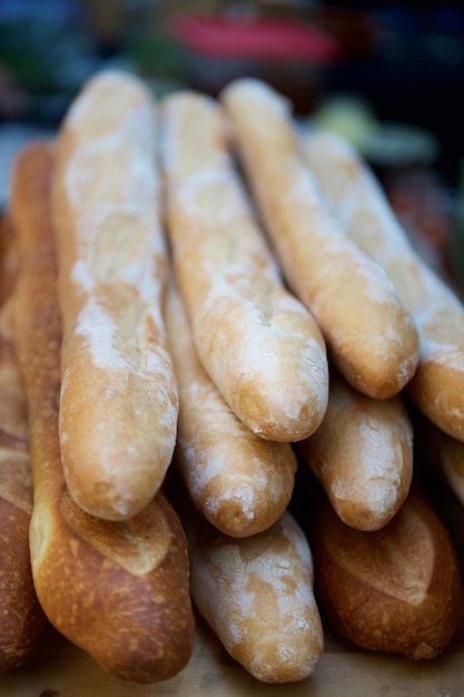 Prossimo piano dei pane sulla tavola
