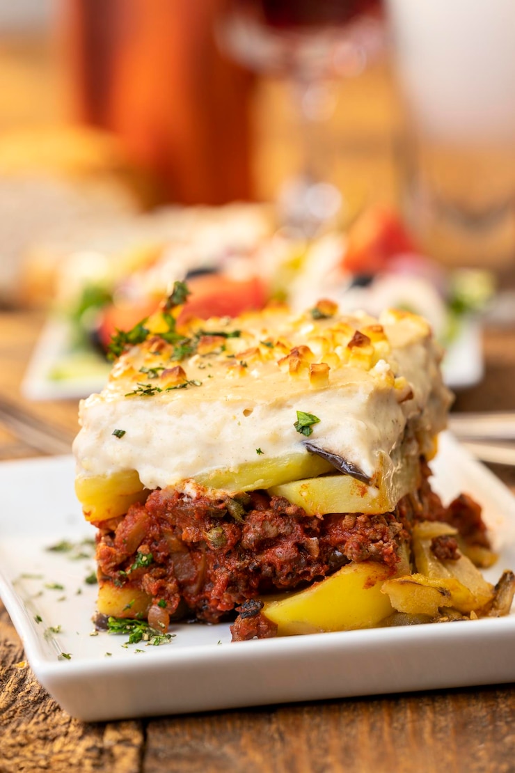Foto prossimo piano del cibo nel piatto sulla tavola
