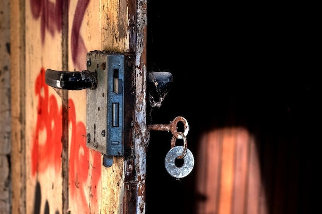 Prossimo piano del lucchetto della porta