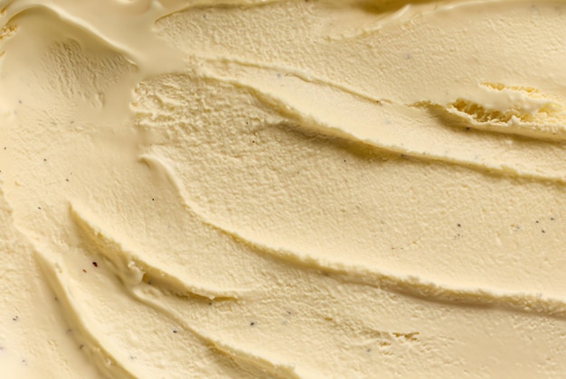 Prossimo piano della consistenza del gelato alla vaniglia liscia
