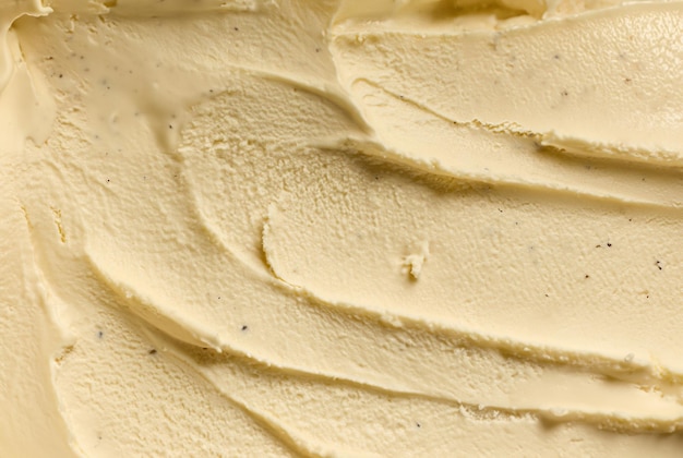 Prossimo piano della consistenza del gelato alla vaniglia liscia