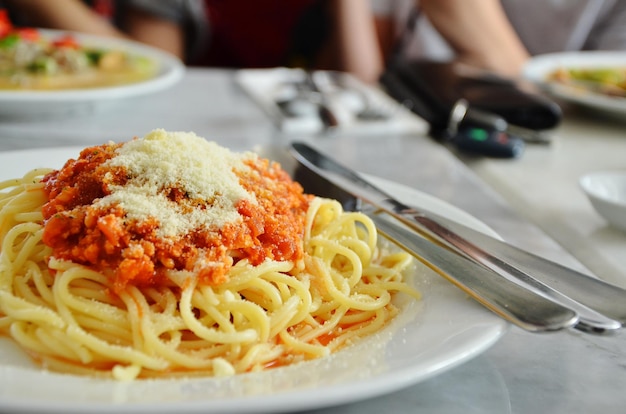 Prossimo piano della pasta nel piatto