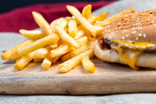 Prossimo piano delle patatine fritte