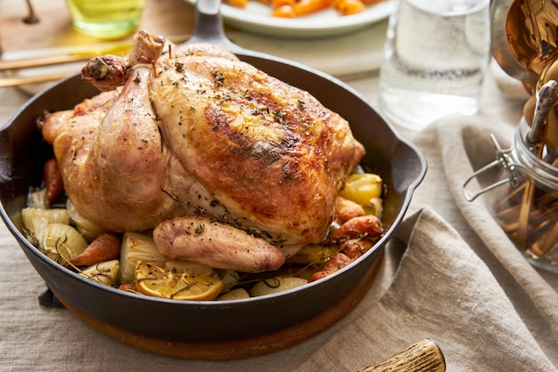 Prossimo piano di pollo arrosto