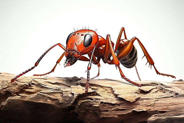 Prossimo piano sulle formiche rosse che creano un ponte